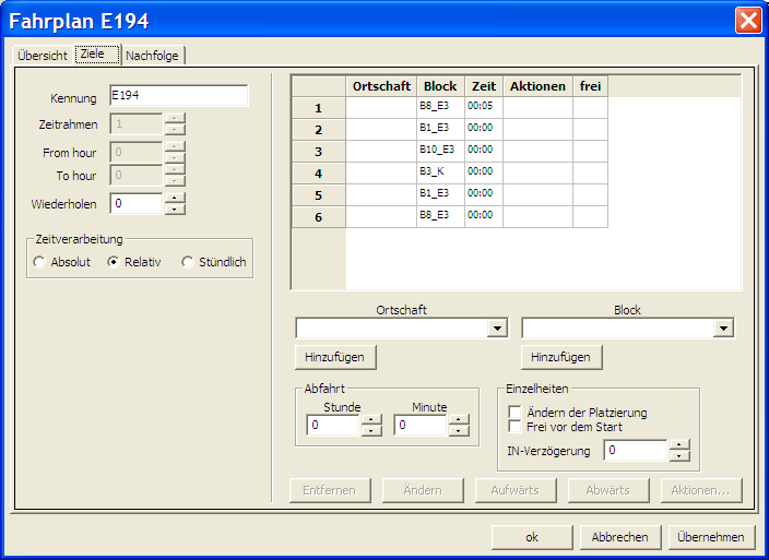 Configuration of the starting block Configuration of the starting block