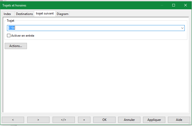 Définition du trajet suivant Définition du trajet suivant