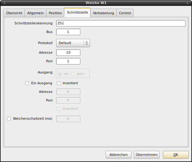 Einstellungen Weiche Einstellungen Weiche